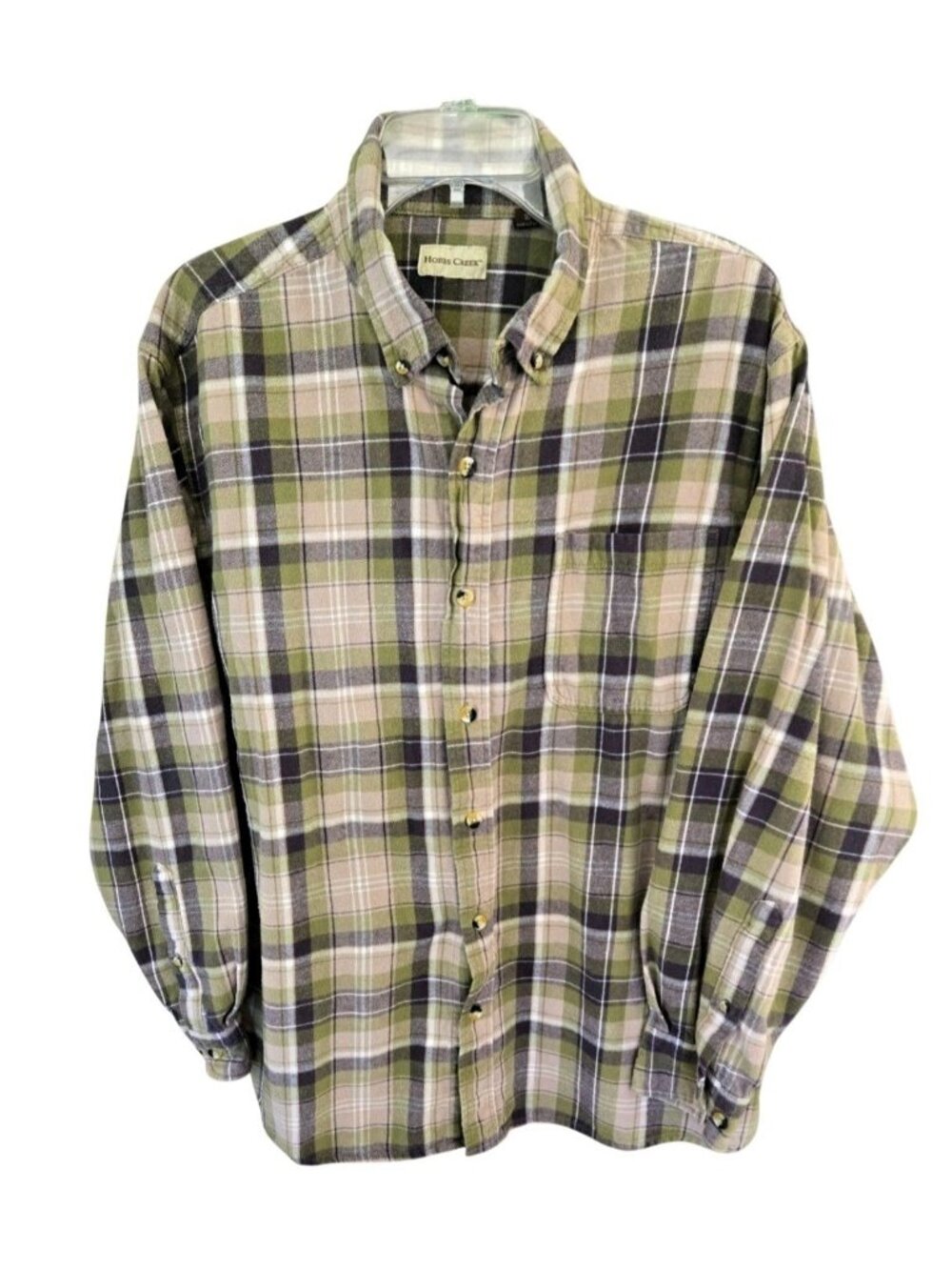 Hobbs Creek Mens XL Plaid Flannel Shirt Long Sleeve Green Gray Button Down